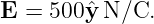 E  = 500ˆy N/C.
