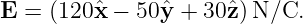 E =  (120ˆx − 50ˆy +  30ˆz)N/C.
