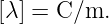 [λ] = C/m.
