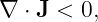 ∇ ⋅ J < 0,
