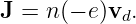 J = n (− e)vd.
