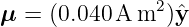 μ = (0.040 A m2)ˆy

