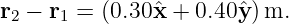 r2 − r1 = (0.30ˆx + 0.40yˆ)m.
