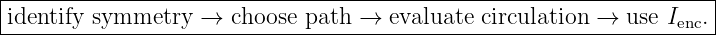 |--------------------------------------------------------------------|
-identify-symmetry---→-choose--path-→--evaluate-circulation-→--use-Ienc.|
