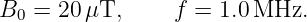 B0 = 20 μT,     f =  1.0MHz.
