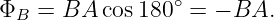 ΦB  = BA  cos 180∘ = − BA.
