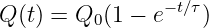 Q (t) = Q0(1 − e− t∕τ)
