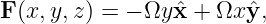 F(x, y,z) = − Ωyˆx + Ωx yˆ,
