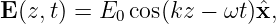 E (z,t) = E0 cos(kz − ωt)ˆx,

