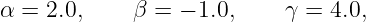 α =  2.0,     β = − 1.0,    γ =  4.0,
