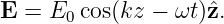 E =  E cos(kz − ωt )ˆz.
      0
