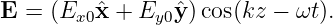 E = (Ex0 ˆx + Ey0ˆy )cos(kz − ωt).
