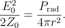 E20-   Prad-
2Z0 =  4πr2.
