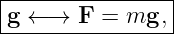 |----------------|
|g ← →  F = mg,  |
-----------------

