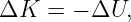 ΔK   = − ΔU,
