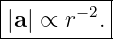 |----------|
||a| ∝ r −2.
-----------
