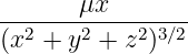        μx
-----------------
(x2 + y2 + z2)3∕2