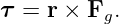 τ = r × Fg.
