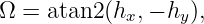 Ω = atan2 (hx,− hy),
