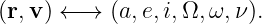 (r,v) ← →  (a, e,i,Ω, ω, ν).
