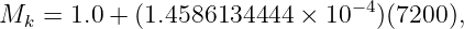                                −4
Mk  =  1.0 + (1.4586134444 ×  10  )(7200),
