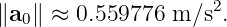                     2
∥a0∥ ≈ 0.559776 m ∕s .
