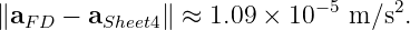 ∥aFD −  aSheet4∥ ≈ 1.09 × 10−5 m ∕s2.
