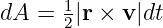dA  =  1|r × v|dt
       2  