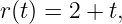 r(t) = 2 + t,
