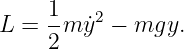     1
L = --m ˙y2 − mgy.
    2
