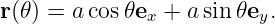 r(𝜃) = a cos𝜃ex + a sin 𝜃ey.

