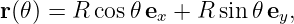 r (𝜃) = R cos 𝜃ex + R sin 𝜃ey,
