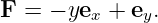 F =  − yex + ey.
