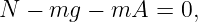 N  − mg −  mA  = 0,
