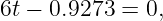 6t − 0.9273 = 0,
