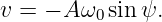 v = − Aω0 sinψ.
