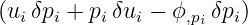 (uiδpi + pi δui − ϕ,pi δpi)