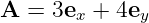 A  = 3ex + 4ey
