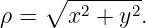     ∘ --------
ρ =   x2 + y2.
