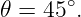       ∘
𝜃 = 45 .
