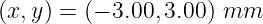 (x,y) = (− 3.00,3.00) mm
