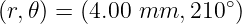                       ∘
(r,𝜃) = (4.00 mm,  210 )
