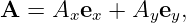 A =  Axex + Ayey,
