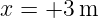 x = +3 m
