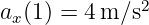 ax(1) = 4m ∕s2   