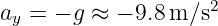 a  = − g ≈ − 9.8 m ∕s2
 y   