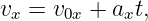 vx =  v0x + axt,
