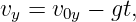 vy = v0y − gt,
