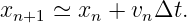 xn+1 ≃ xn + vnΔt.
