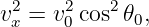   2    2   2
vx =  v0 cos 𝜃0,
